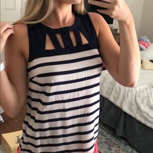 Navy/ tan tank top with cut outs